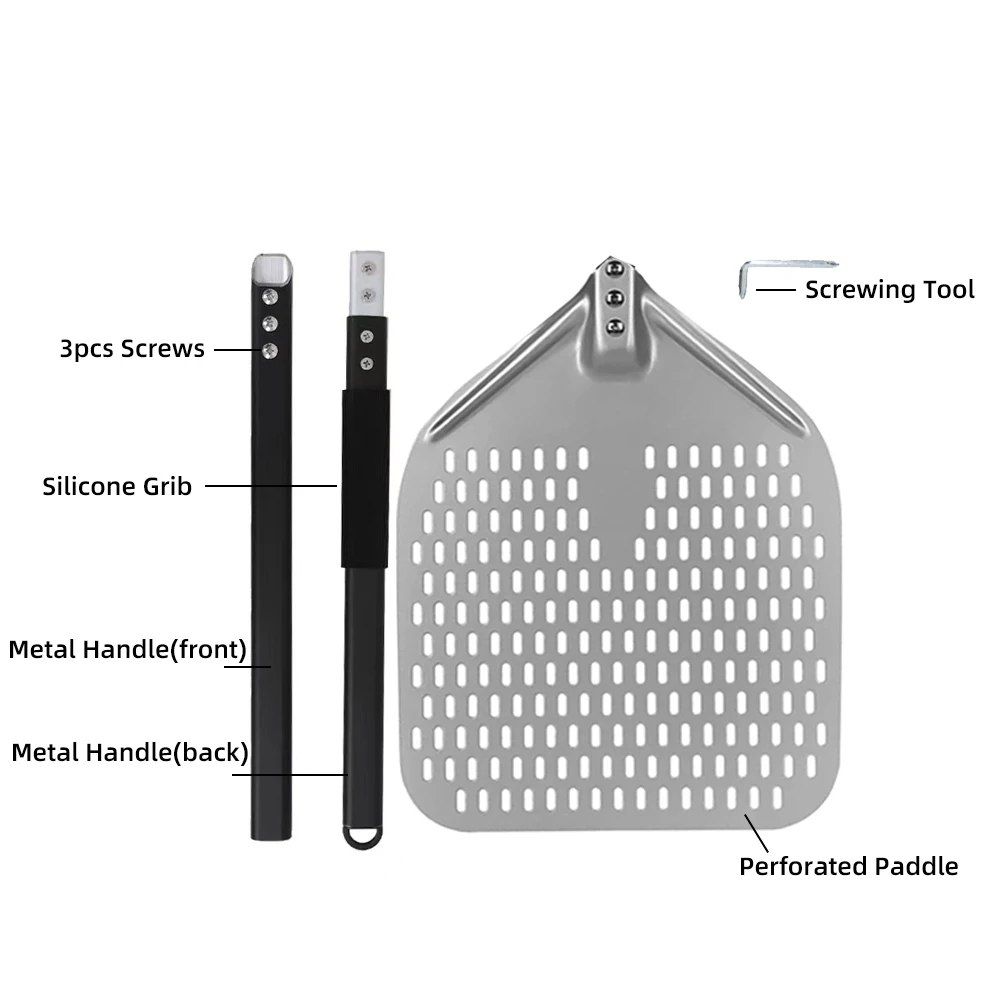 18 inch Big Pizza Peel Perforated Shovel paddle Metal Handle for Oven Turning Peel Kitchen Tools Nonstick Baking Accessories