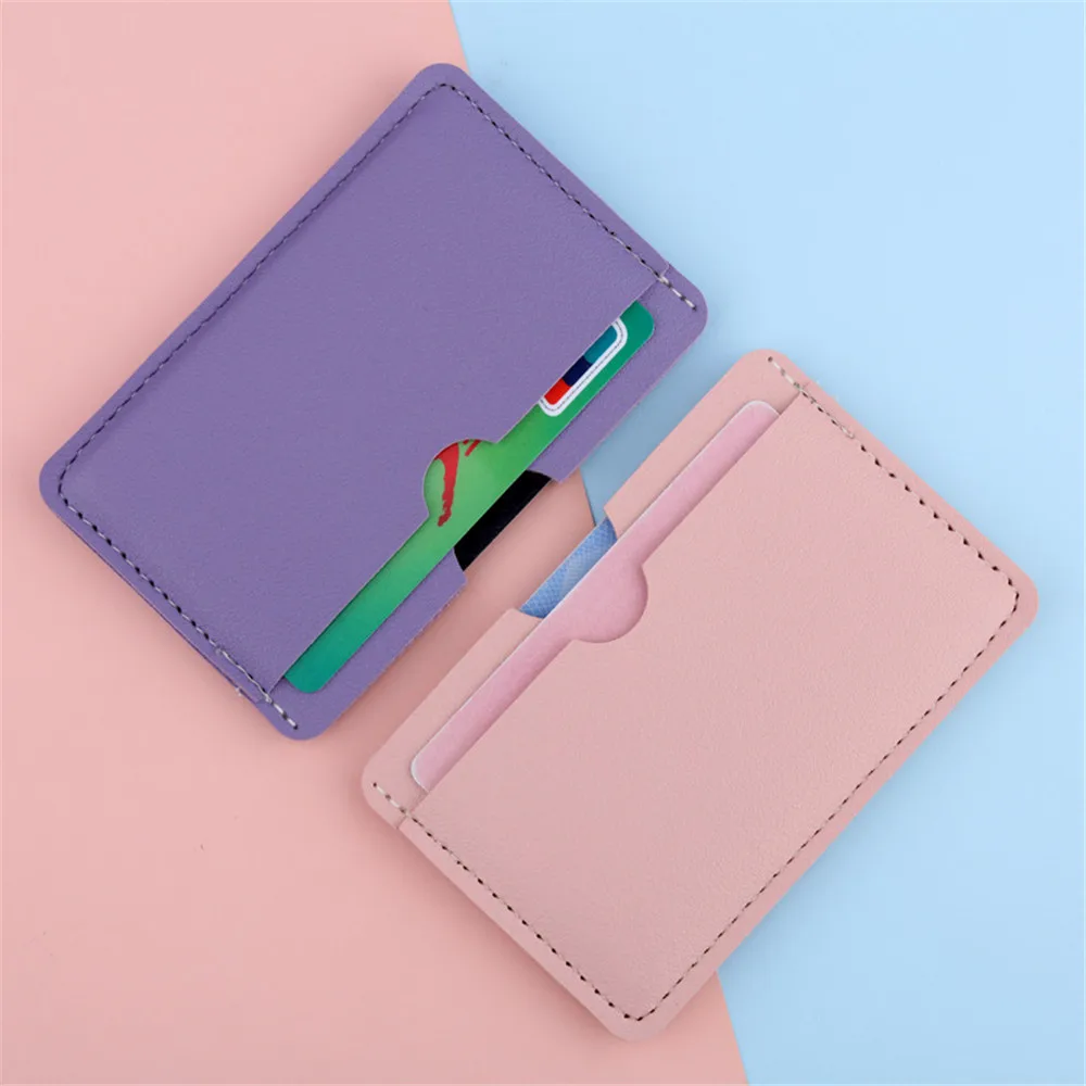 6 warna Mini PU kulit ID tempat kartu dompet koin Pria Wanita penutup kartu bisnis kotak kartu kredit Bank 3 Slot kartu casing kartu ramping