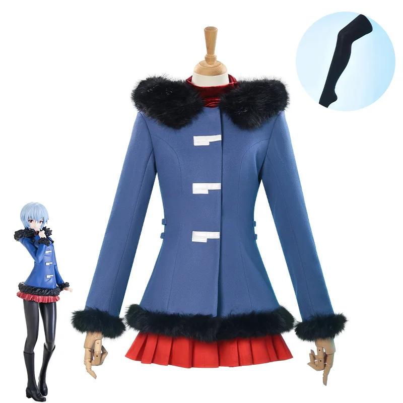 

Аниме Аянами Рей для взрослых, карнавальный костюм, куртка, пальто, топ, брюки, носки, униформа, полный комплект аксессуаров, костюм на Хэллоуин, Рождественский наряд