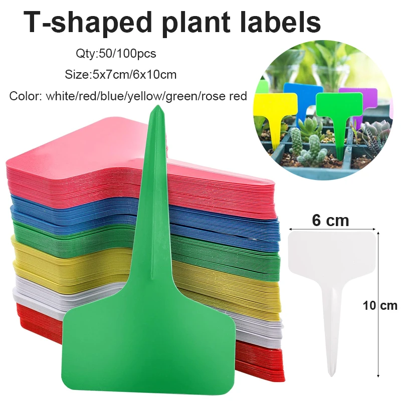 

50/100 Garden Plant T Label Plant Accessories Flower Pot Plastic Plant Label Nursery Label Seedling Label Tray Tag DIY Tool