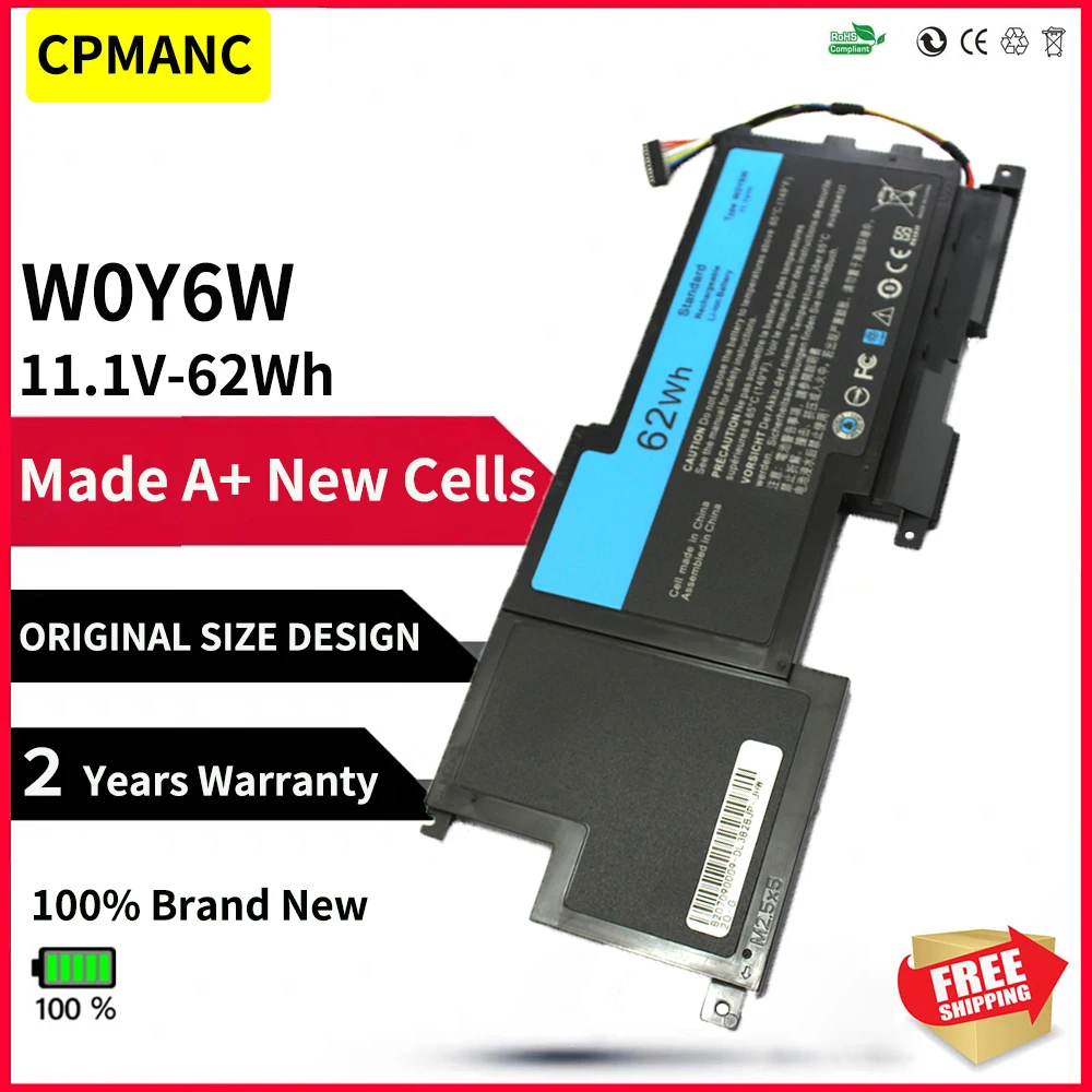 

CPMANC 11,1 В 62 Втч W0Y6W Аккумулятор для ноутбука Dell XPS 15-L521X 15-3828 серии 9F233 WOY6W 3NPC0 09F233 09F2JJ