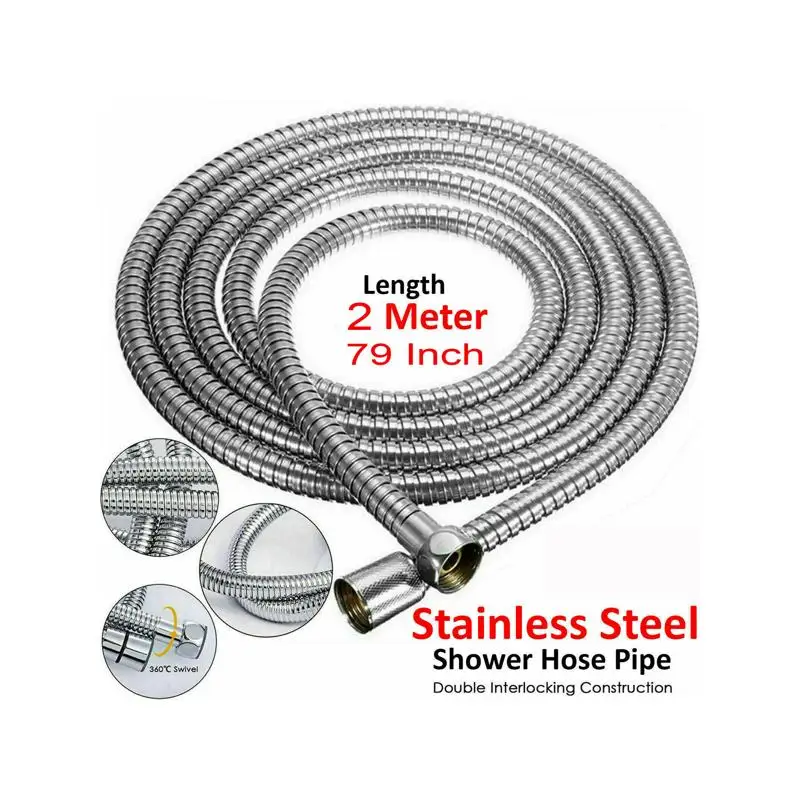 

Гибкий душевой шланг длиной 2 м для ручной насадки для душа — прочная сантехническая трубка для использования в ванной комнате