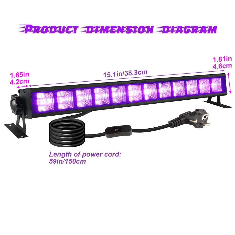 40LED الأشعة فوق البنفسجية الضوء الأسود 5.9ft الحبل ، المحمولة الجدار غسالة الضوء ، الفلورسنت حفلة عيد ميلاد هالوين غرفة نوم عيد الميلاد الزفاف ضوء المرحلة #2