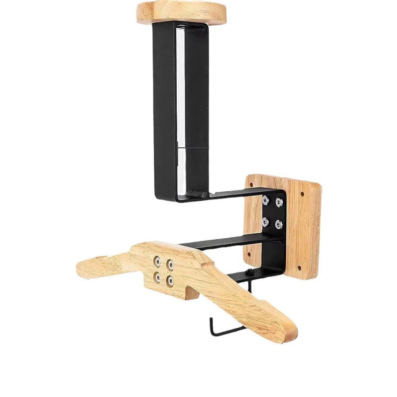 Motorcycle Helmet Rack Wooden Vest Helmet Wall Mount Stand with Hooks 2-In-1 Versatile Motorcycle Helmet Vest Storage Holder
