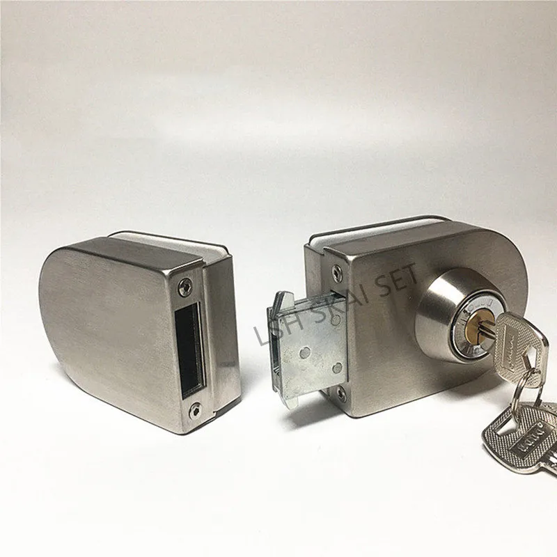 Non-drilled Glass Door Lock Thickened Stainless Steel Glass Door Locks Office and Shop Security Hook Lock Door Hardware Fittings