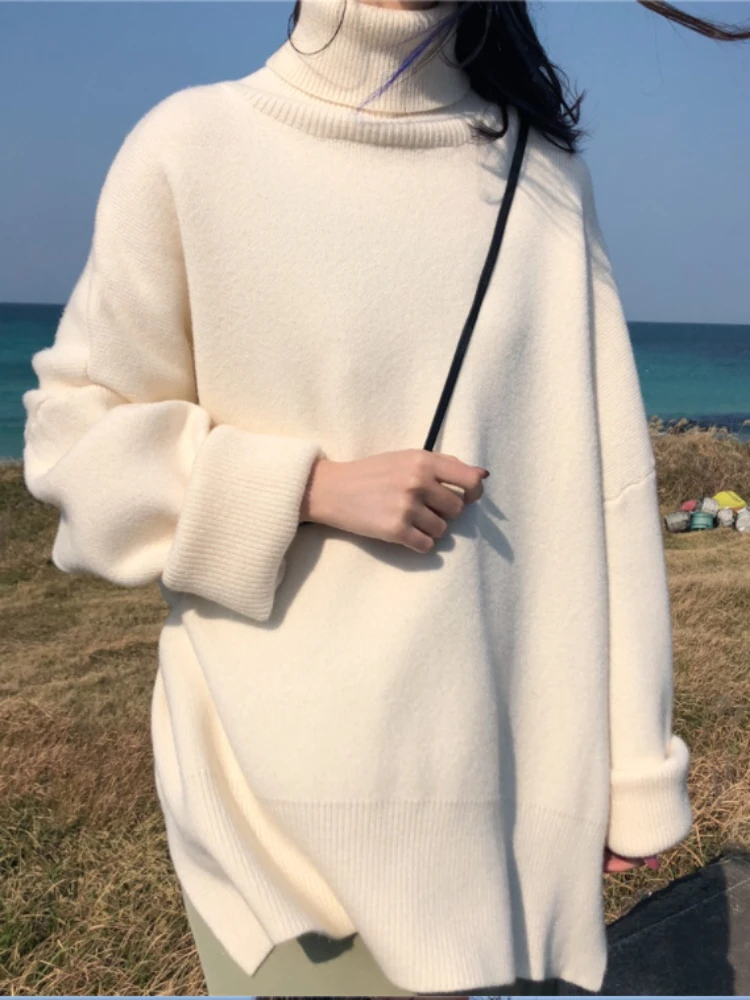 Women Sweater Pullover Female Knitting Overszie Sweaters Long Sleeve Girls Loose Elegant Knitted Thick Outerwear  Traf Pull