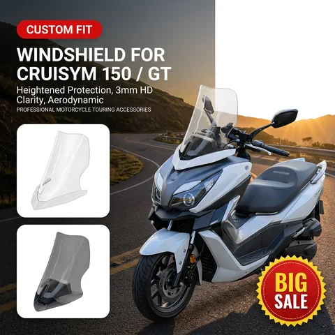 Windshield FOR SYM Cruisym 150 / GT 2023-2024 Motorcycle Heightened Windscreen Deflector Touring Front Screen Modification Parts