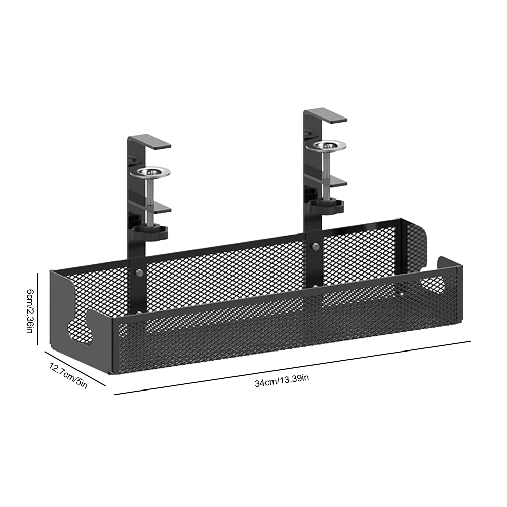 

Under Desk Cable Management Trays No Drill Clamp Mounted Cord Organizer Mesh Cable Basket for Managing Cables Power Strips