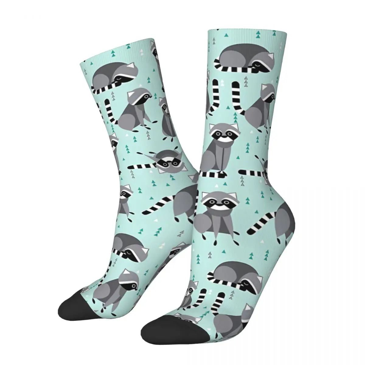 

Funny Happy Sock for Men Baby On Light Blue Harajuku Raccoon Quality Pattern Printed Crew Sock Novelty Gift