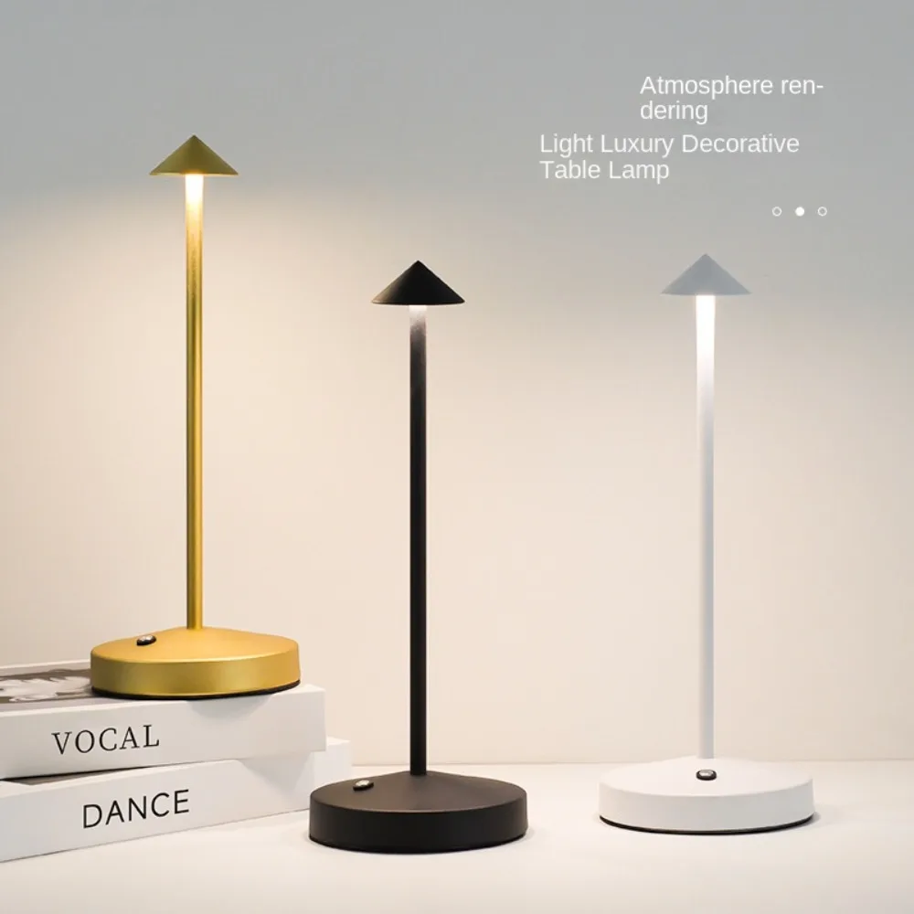 

New Creative LED Desk Lamp Touch Switch Rechargeable Metal Table Lamp 3 Color Dimmable Decorative Desk Lamp Home