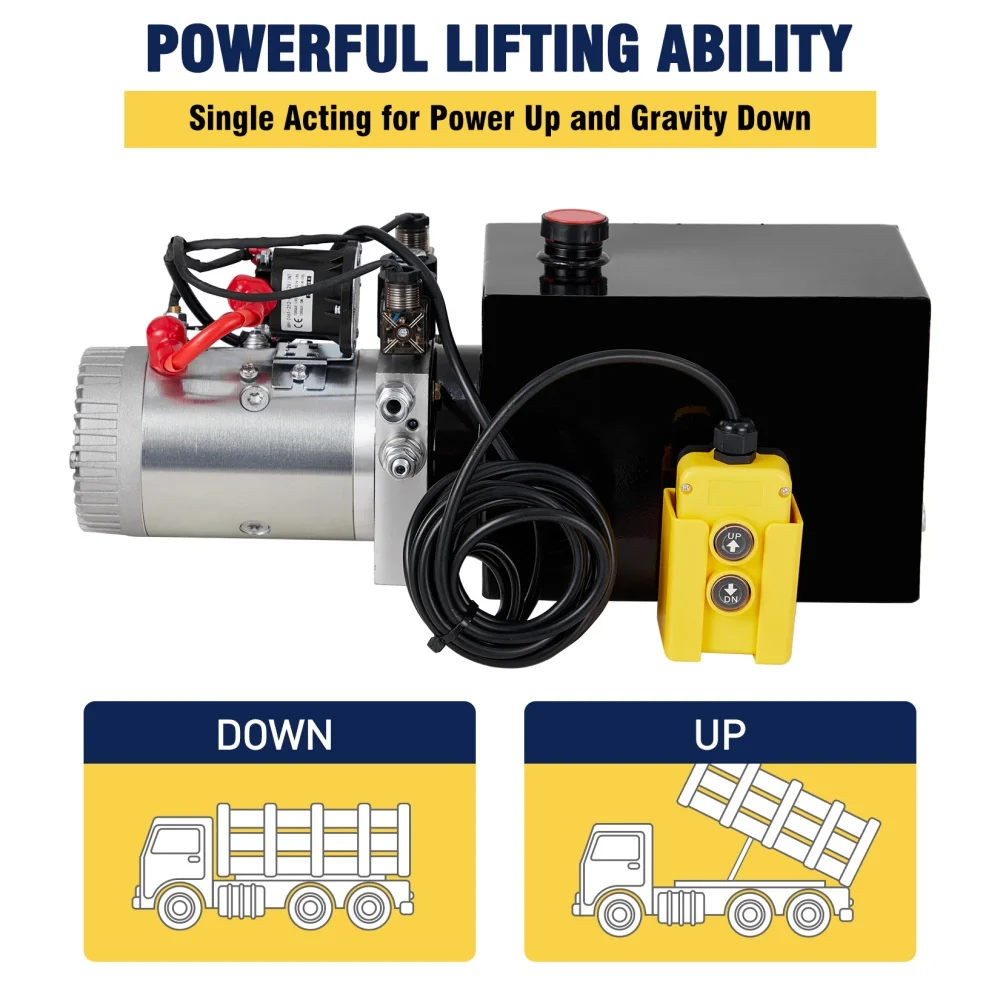 Hydraulic Pump 12V Double Acting Hydraulic Power Unit, with Metal Tank, for Dump Trailer Car Lifting Platforms