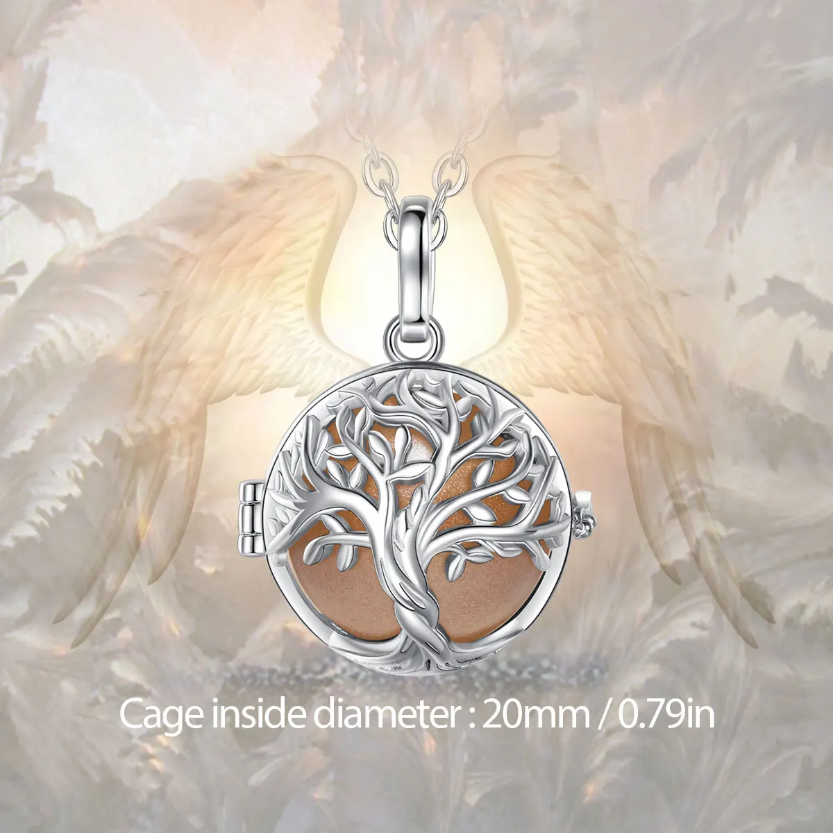 Eudora Bola de Grossesse Necklace 20mm Angel Caller Tree of Life Musical Bell Pendant Maternity Jewelry Gift for Pregnant Women