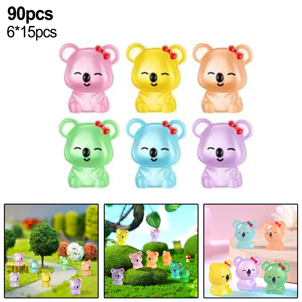 

90Pcs Cute Mini Luminous Koala Desktop Ornament Glow In Dark Resin Micros Landscape Figurines Decor Gifts Home Room Decoration