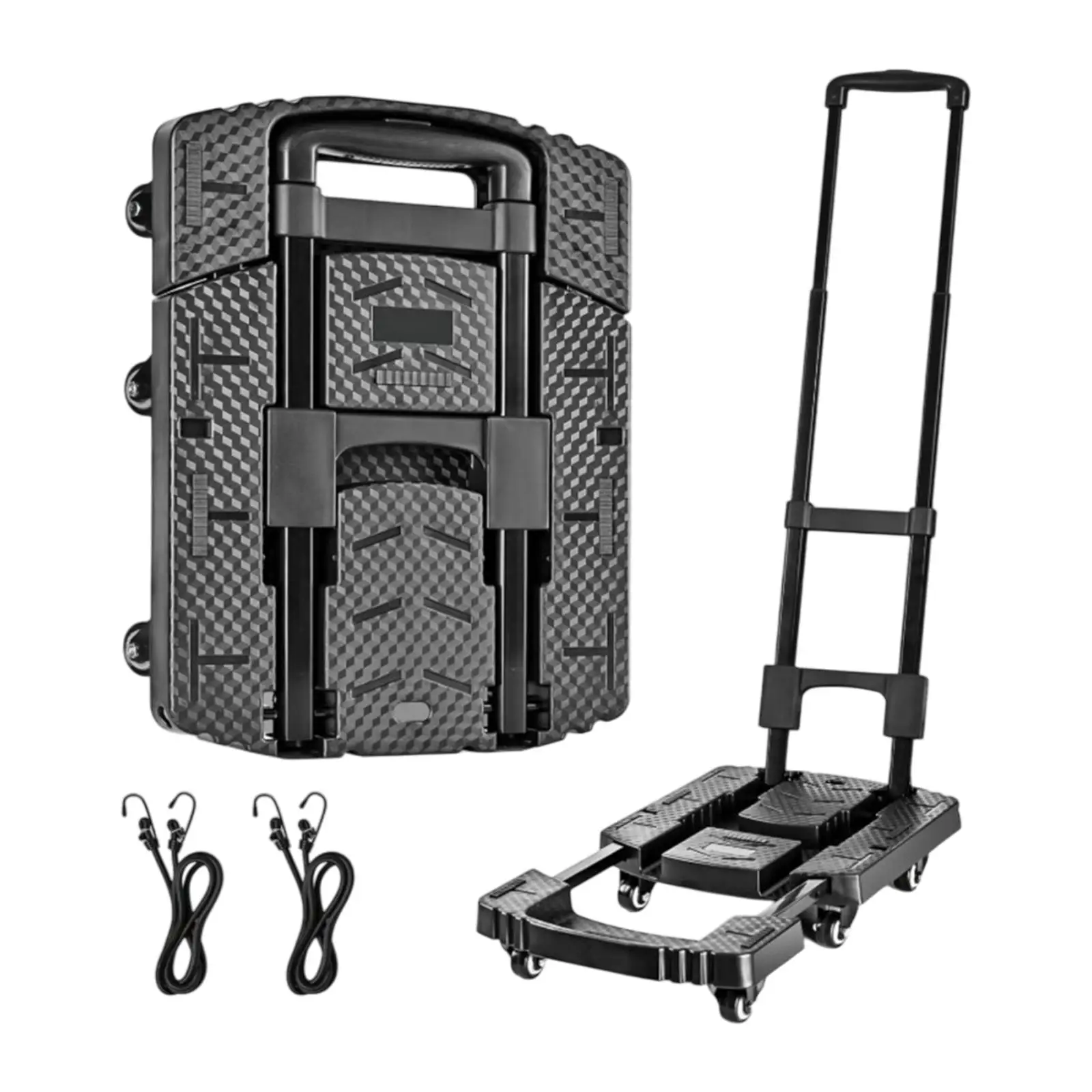 Portable Heavy Duty Dolly 6 Wheels Collapsible Luggage Cart with 2 Elastic Ropes for Easy Moving Ideal Hand Cart Travel and More