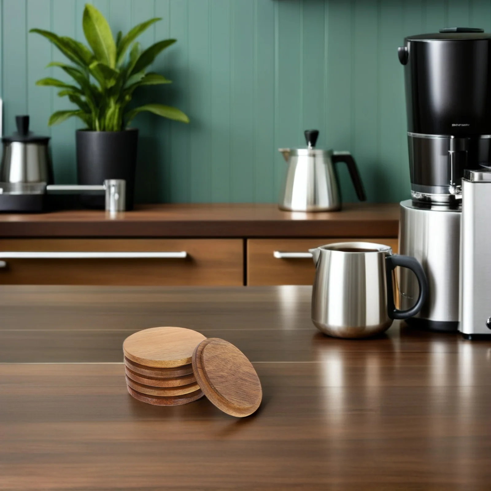 

6pcs Vintage Acacia Wood Lids For Glass Bottles Round Sealing Caps Tea Coffee Container Covers Mug Jar Lid Replacement -