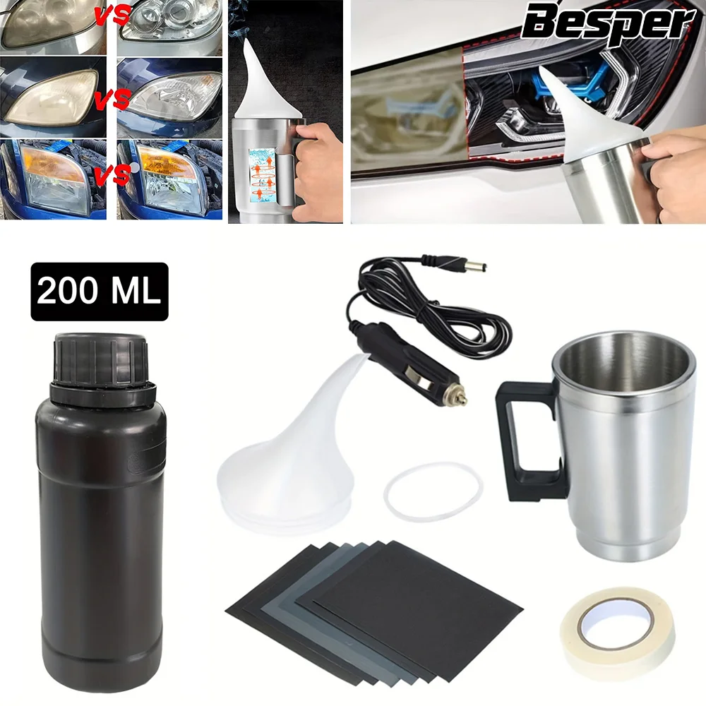 Car Headlight Lens Restoration Kit Headlamp Lens Restore Oxidation Yellow Scratch Vague Restore Polishing Tools