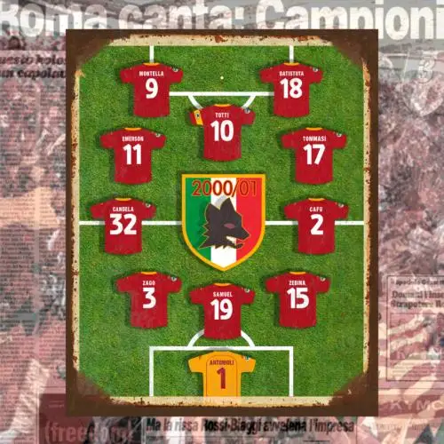 1e ، علامة معدنية AS Roma 2001 خمر AS قميص المنزل روما 2001 AS قميص روما 2000 روما #1