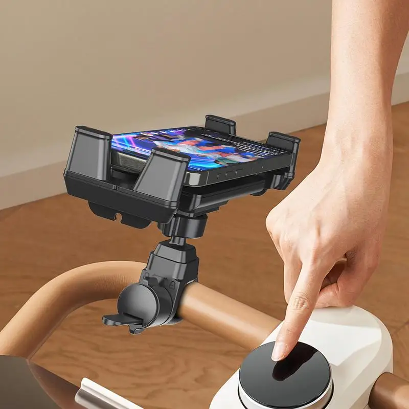 Gym Cycling Tablet Phone Holder Gym Cycling Handlebar Phone Mount Tablet Holder Smartphone Carrier Bracket Exercise Handlebar