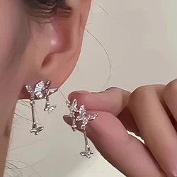 Fashion Bow Zircon Earrings for Women Fashion Cute Girls Bow Knot Crystal Personality Drop Earring Birthday Party Jewelry Gifts