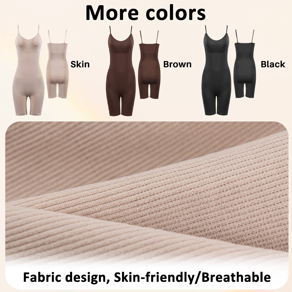 ALLBASE Bodysuits Full Coverage Shapewear Thigh Slim Body Suit Low Back Body Shaper Backless Jumpsuit Seamless Shapers Slimmer