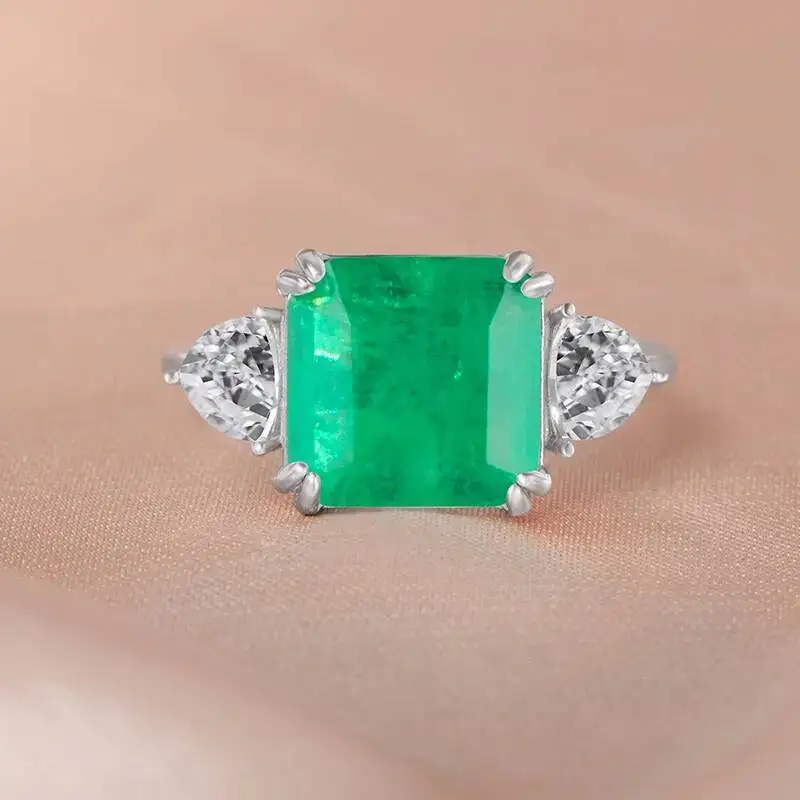Cellacity Green Emerald Gemstone Rings For Women Engagement Wedding Promise Ring  Sterling Female Silver Party jewelry Gift
