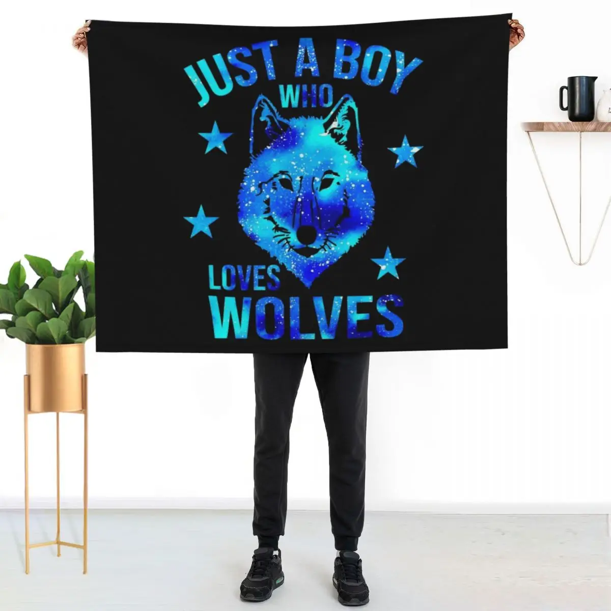 Just a boy who loves Wolves Throw Blanket Decorative Soft Throw Blanket for Couch Sofa