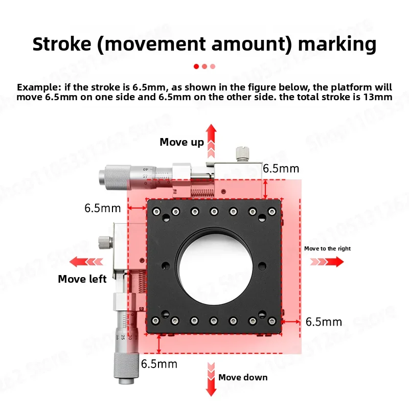 Manual XY Translation Stage High Precision Differential Drive Hollow Platform Sliding Table