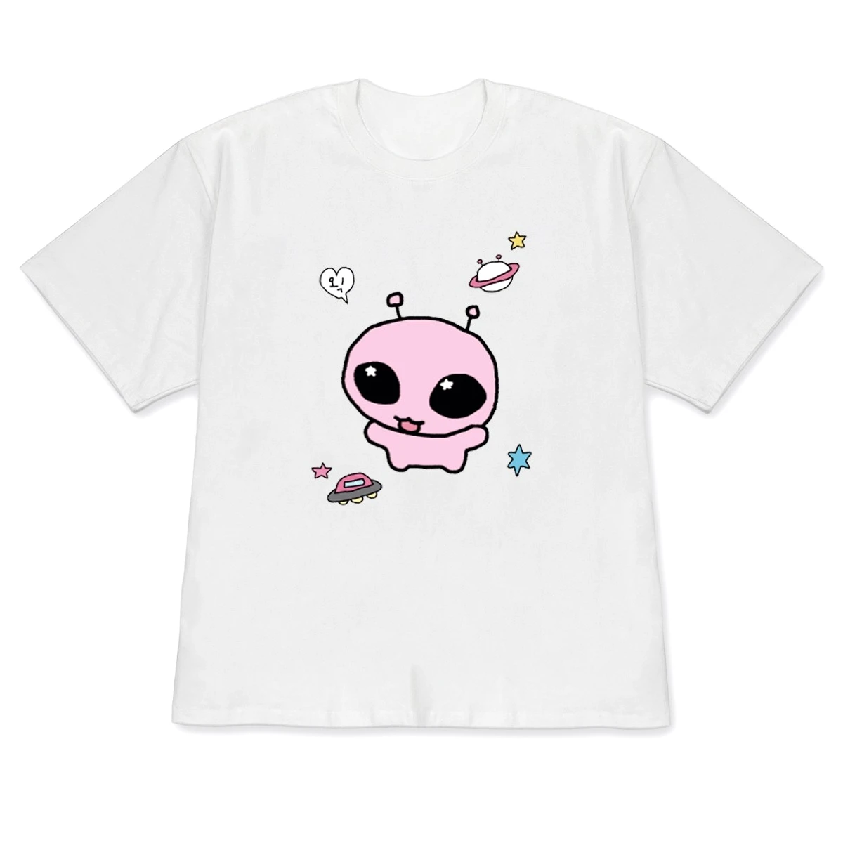 Alien Kitten Meme Printed T-shirt Soft Women's Round Neck Shirt Couple Daily Wear Y2k Casual Wear Women's Oversized Sale Clothes