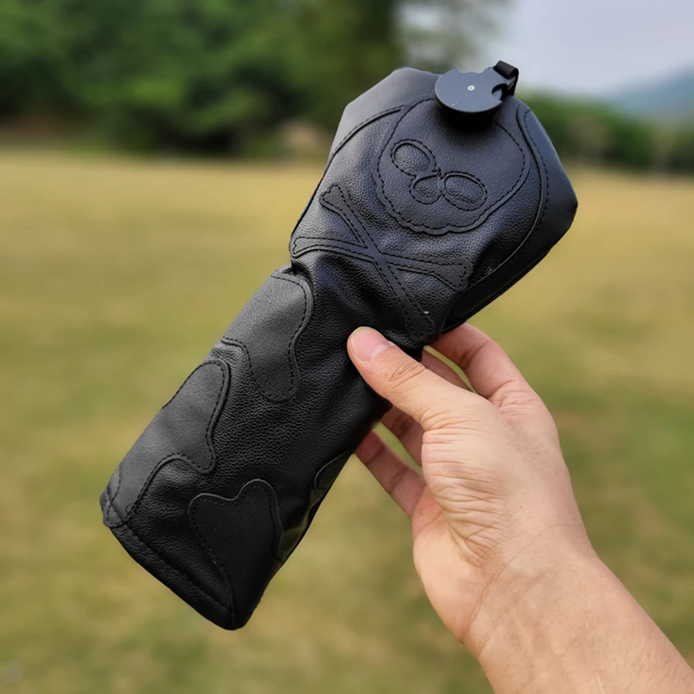 

Golfs Club Head Cover PU Black Skull Durable Weather Resistant Protector Golfs Supplies Easy Clean ganizer Gift Golf