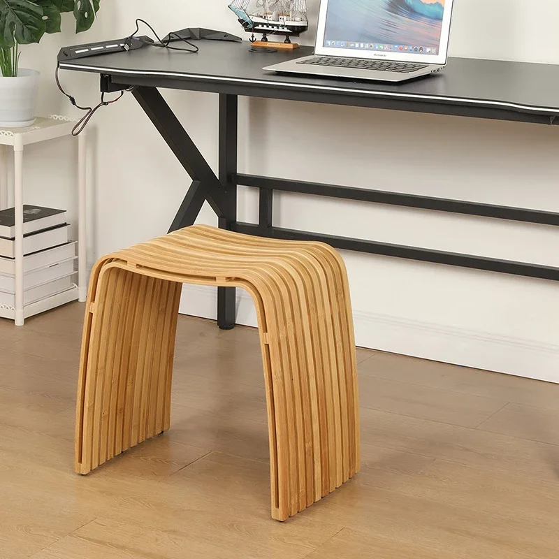 Living Room Furniture Bamboo Weaving Chair Porch Shoe Changing Stool Bathroom Stool Office Footstool Leisure Seat