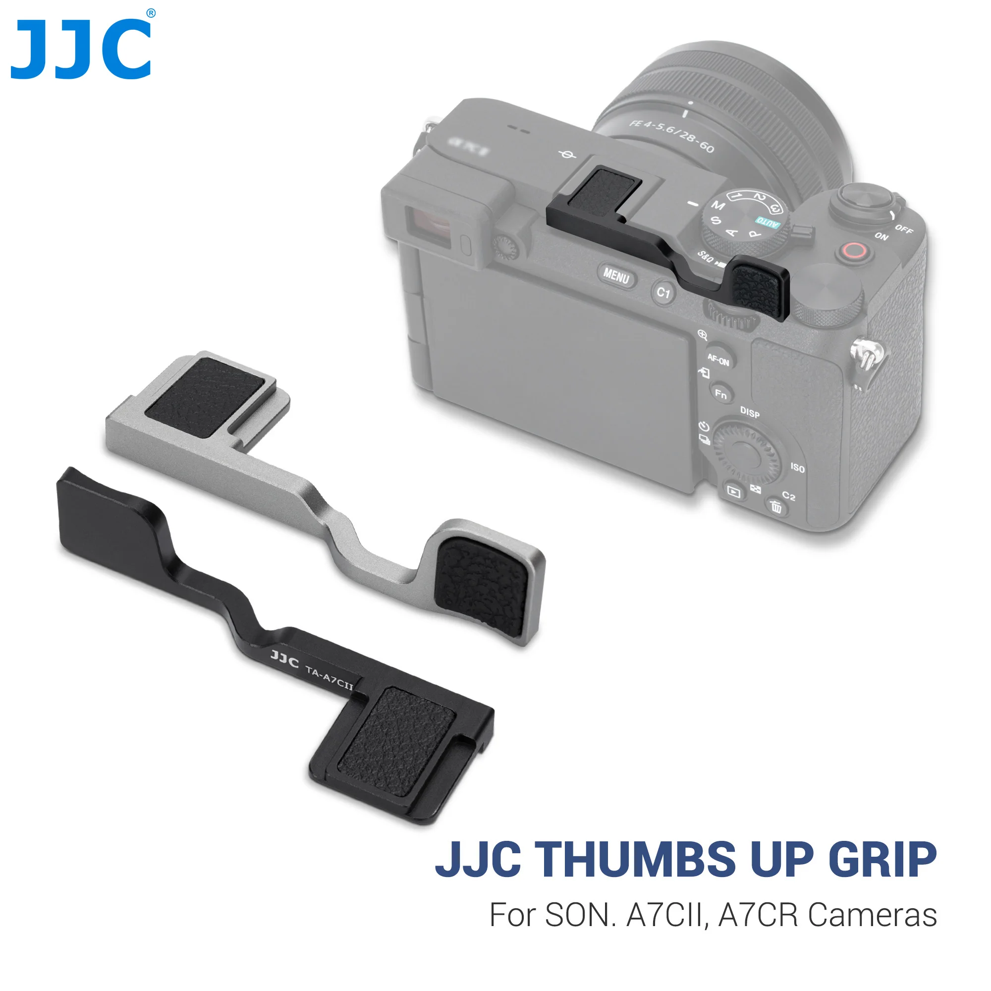 

JJC Metal Thumb Up Grip for Sony A7C II A7C R With Hot Shoe Cover Protector Thumb Rest Support Holder Anti-Scratch Silicone Pad