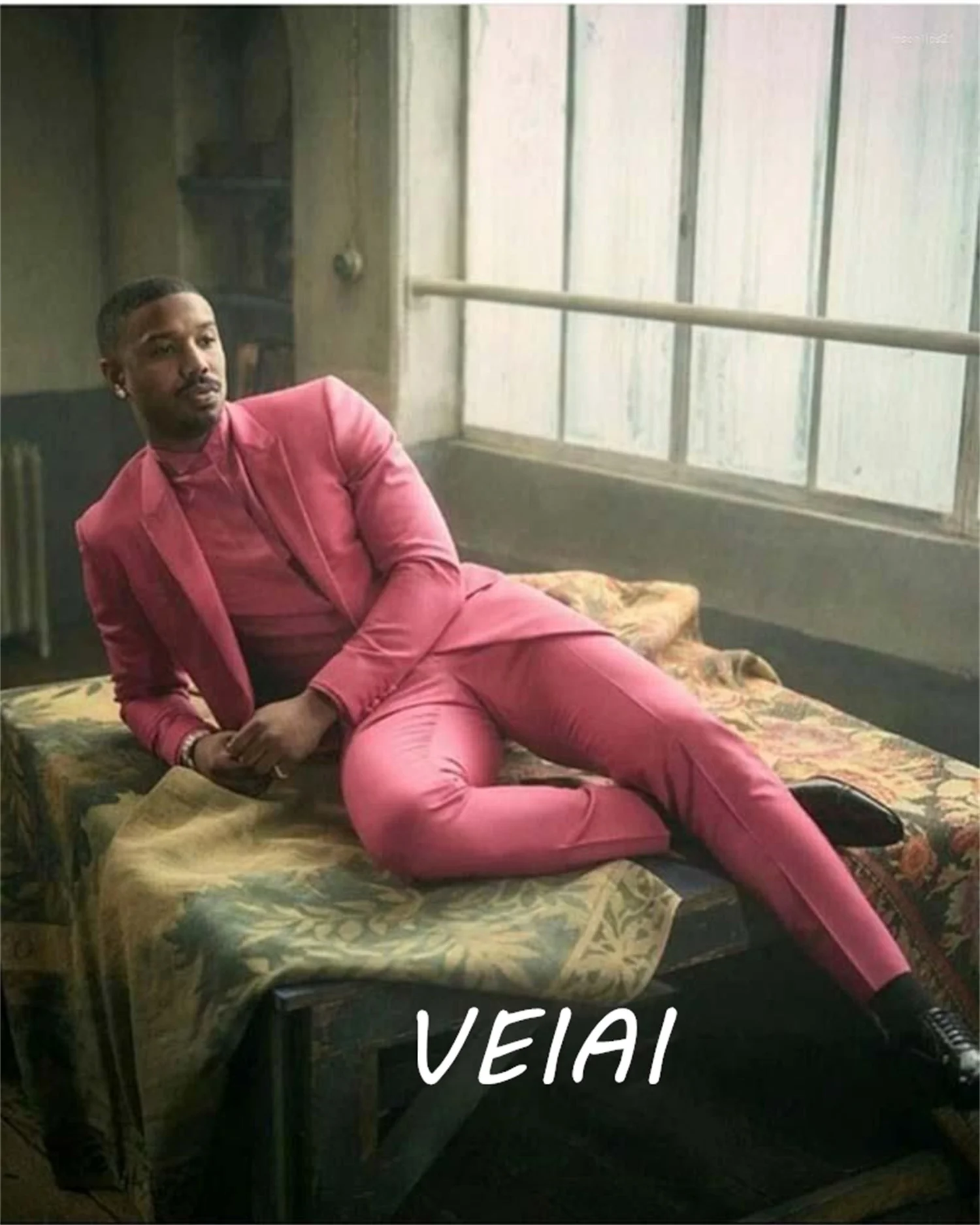 

Мужские костюмы по индивидуальному заказу, 2 шт., розовая куртка, брюки для свадебного воротника, мужские комплекты на заказ, одежда для званого ужина