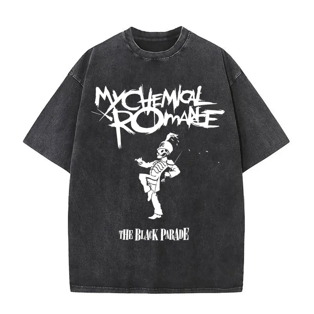 Washed Vintage My Chemical Romance Band Three Cheers for Sweet Revenge T Shirt Men Women Rock Oversized Punk Emo Black T-shirt