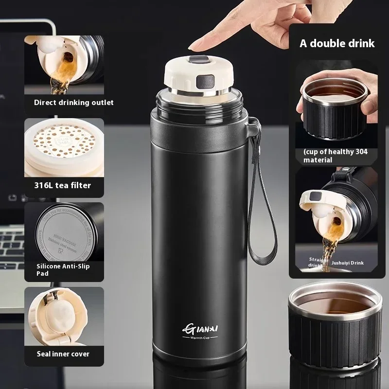 GIANXI ترمس من الفولاذ المقاوم للصدأ زجاجة الحد الأدنى نمط المحمولة الحرارية الباردة العزل زجاجة ماء قوارير فراغ عالية السعة
