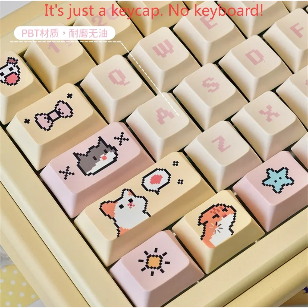 Pixel Puppy Keycap Set PBT 132 Cherry Milk Yellow Cute Keycap Suitable for MX Switch Mechanical Keyboard 61/68/75/84/96/104