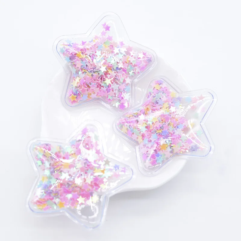 8 Pz/lotto 50mm Stella Trasparente PVC Riempimento Multicolor Paillettes Applique per Artigianato FAI DA TE Copricapi Pinze Accessori Toppe E Stemmi