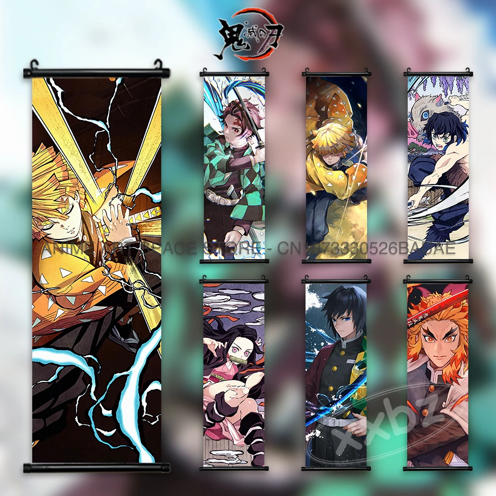 Dämon Slayer Hängende Malerei Home Decor Kamado Tanjirou Wand Kunst Anime Poster Uzui Tengen Leinwand Schriftrollen Bilder Wohnzimmer – Detail 2