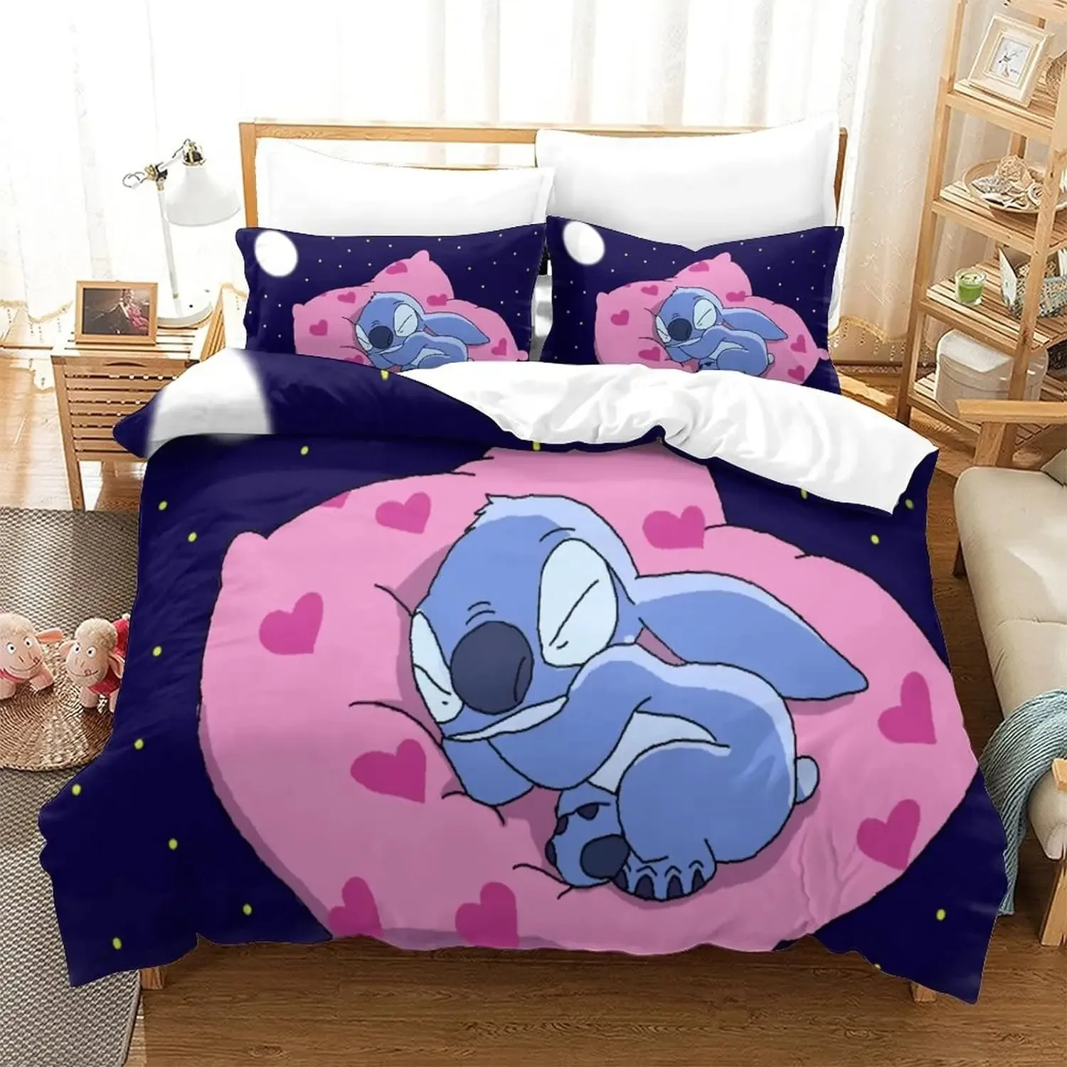 Disney Cartoon Lilo Stitch Duvet Cover Set,Bedding for Adult Kids Bed Set,3D Game Quilt Cover,Comforter Cover Bedding Set