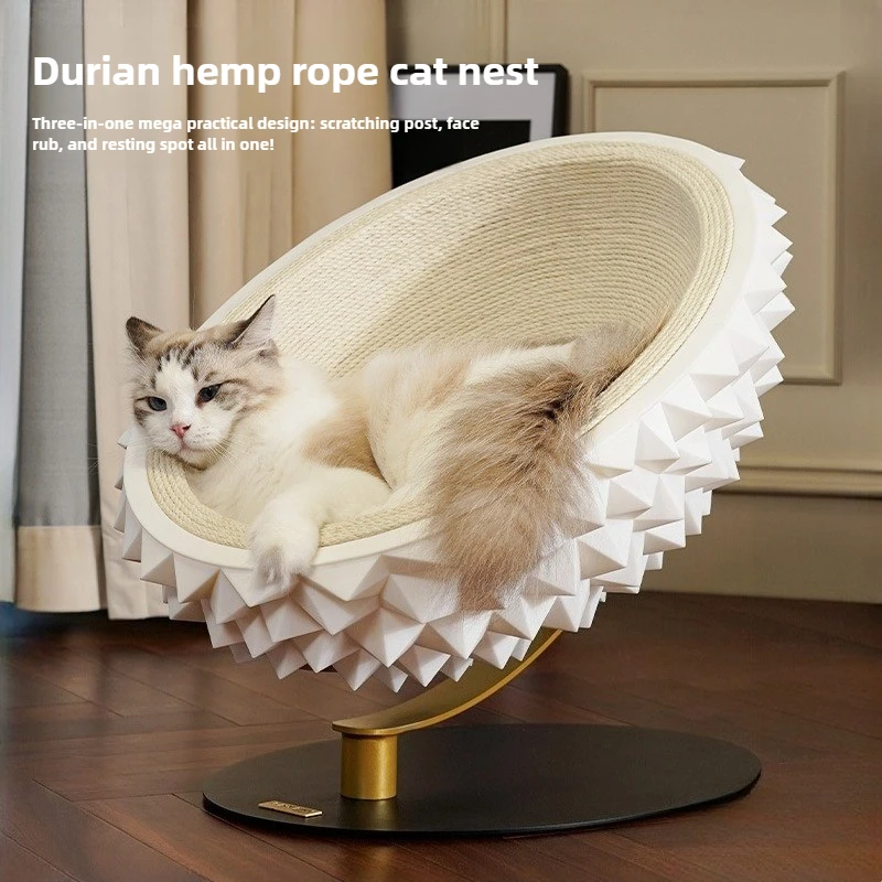 

Hemp Rope Cat Bed Indoor Creative Cat Bed Soft Silicone Safety Cats Scratcher Beds Metal Bracket Catnap Hammock Sofa Upholstery