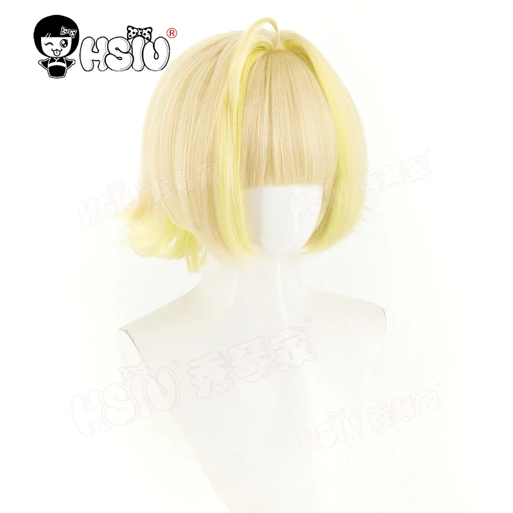 Eli شعر مستعار تأثيري HSIU 30 سنتيمتر البيج مزيج شقراء الشعر القصير مقاومة للحرارة الباروكات + غطاء شعر مستعار لعبة NIKKE آلهة النصر إيلي تأثيري