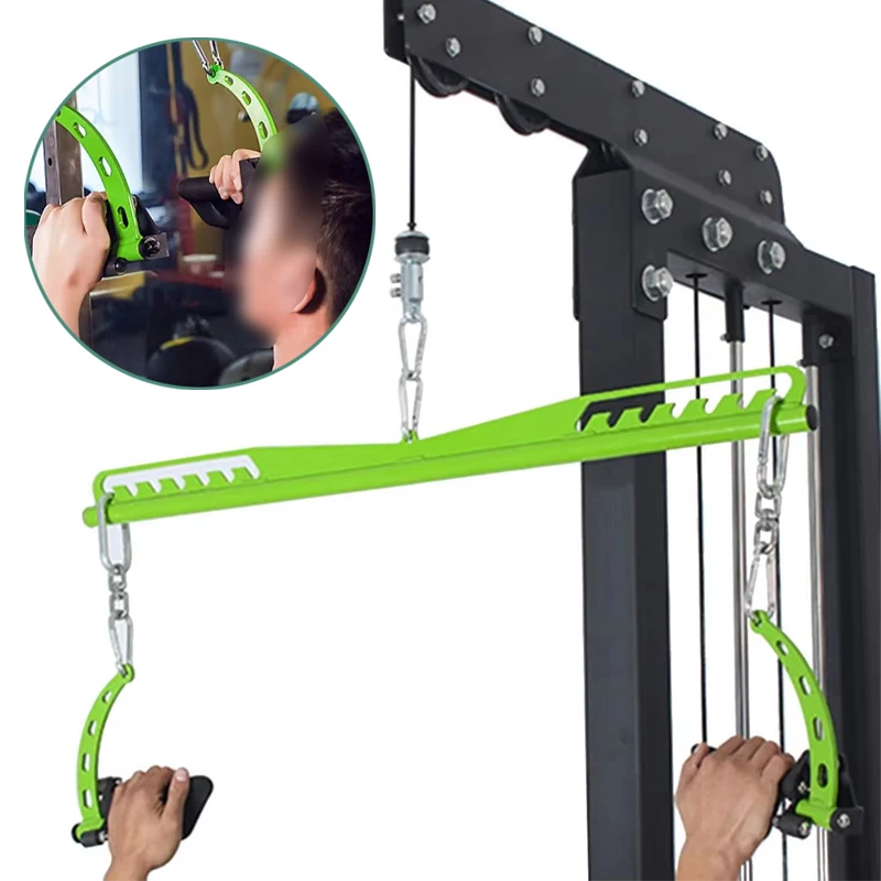 Gym Fitness Spreader Bar, Multi-Grip Wide Lat Pull Down Bar, Neutral Grip Handle, Lat Pulldown Attachments, Long Bar for Cable P