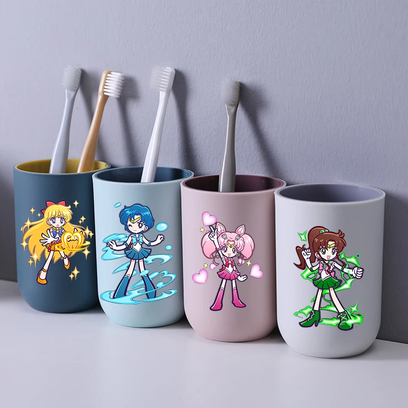 Sailors Moons Home Water Cups Girl Cute Cartoon Rinsing Cup Large Capacity Toothbrush Cup Fashion Anime Breakfast Glass Mug Gift