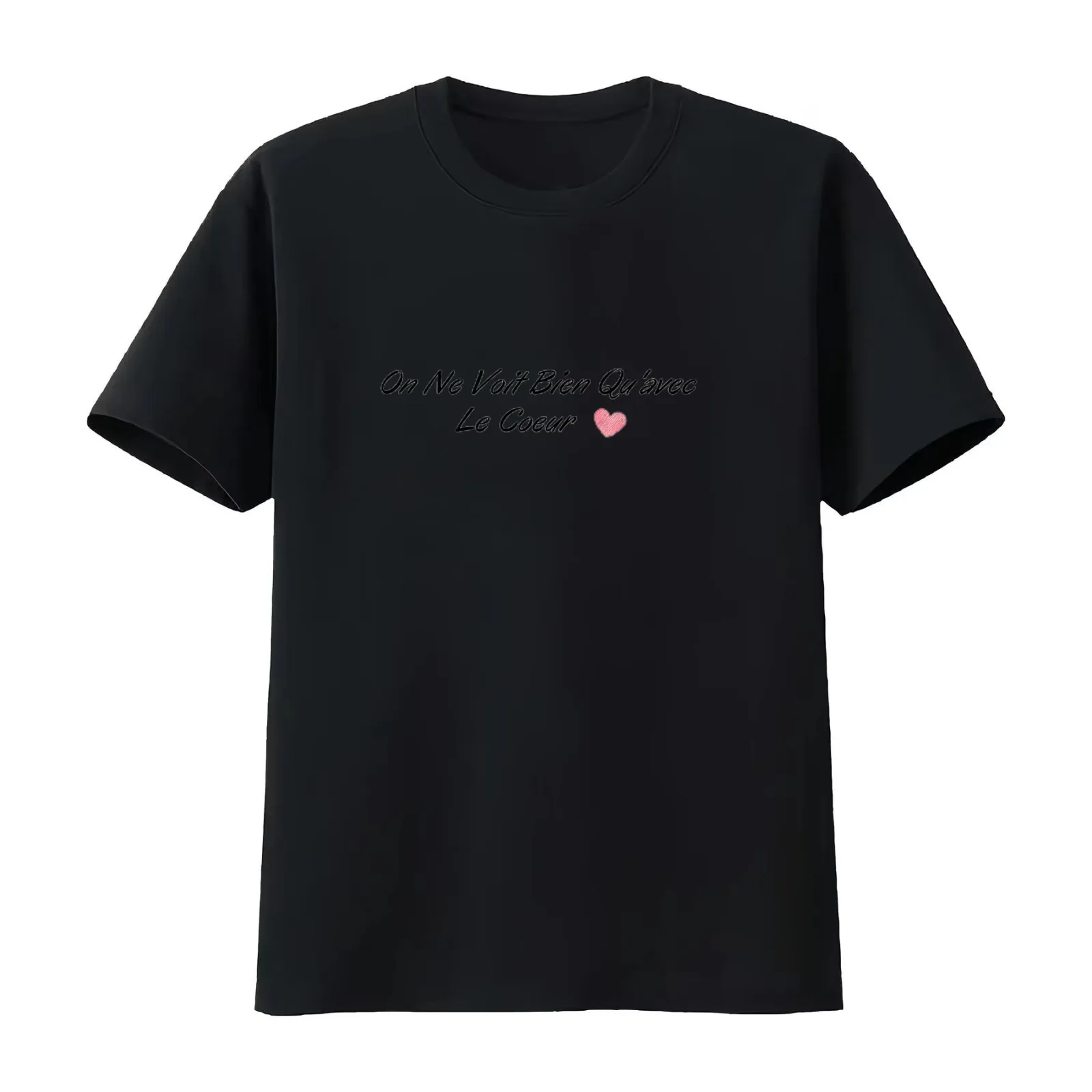 One sees clearly only with the heart T-Shirt Summer Casual Cotton Tee Oversized Streetwear Tops Vintage Graphic Print