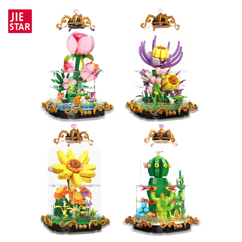 

Cactus Plant Preserved Flower Model Building Blocks MOC JJ9087 Collection Bricks Ideas Ornaments with Light Toy Kit Gift Kids