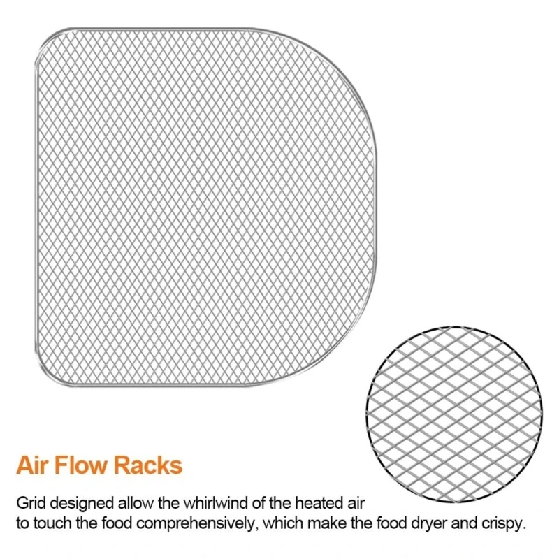 3 ชิ้นย่างตะแกรงนึ่งอาหารเกรดโลหะวัสดุ Air Fryer อุปกรณ์เสริม