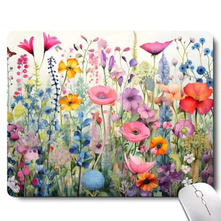

Gorgeous Flowers Plants Mouse Pad, Pink Floral Rose Mouse Pads for Desk, Soft Computer Mouse Mat Cute Mousepad Cloth Computer M
