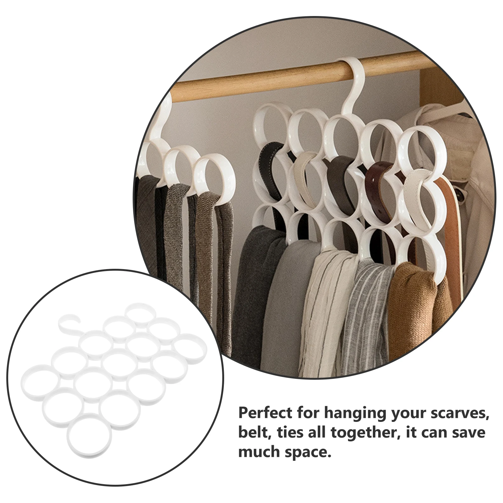 

15-кольцевая вешалка для шарфа и галстука, многофункциональная стойка для хранения, держатель для шали, органайзер для гардероба, экономия места, аксессуар для шкафа
