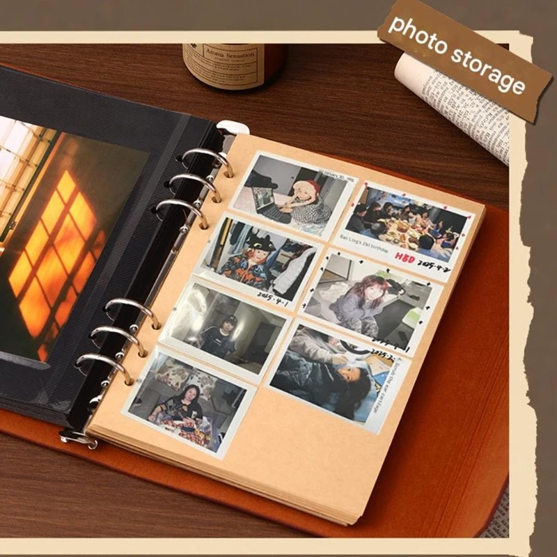 Premium Leather Photo Album Scrapbook Gift for Special Occasions with Removable Pages Storage Pocket Travel Companion K92C