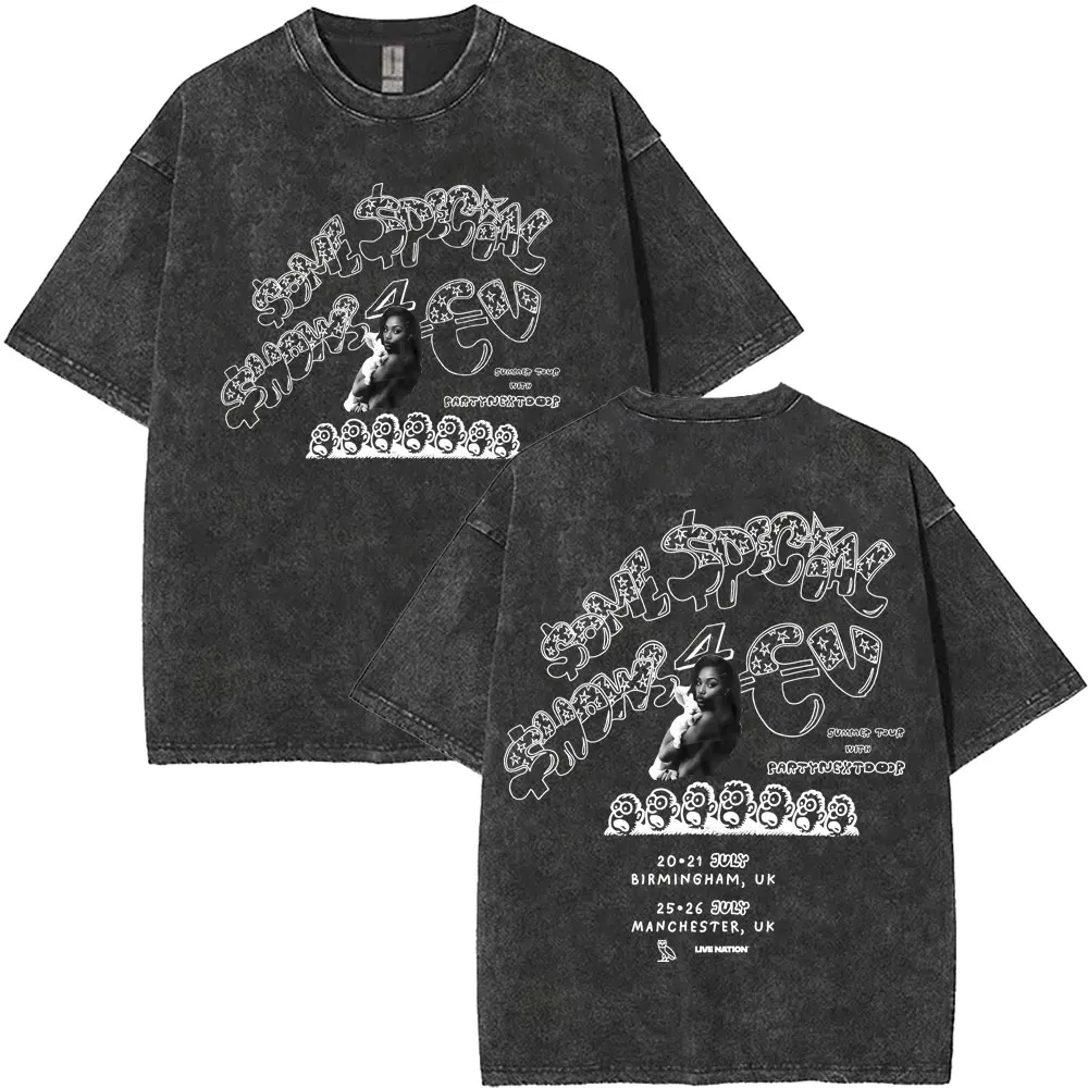 

Washed Vintage Rapper Drake Europe Tour with PARTYNEXTDOOR 2025 T Shirt Men Some Sexy Songs 4 U SSS4U Hip Hop Fashion T-shirts