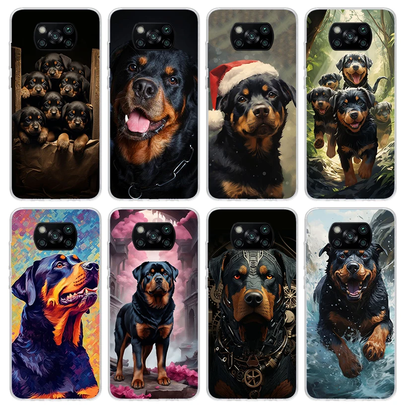 Rottweiler Dog Rottie Phone Case for Xiaomi Poco X6 X5 X4 X3 Nfc F6 F5 Pro F4 Gt F3 F2 F1 M5S M4 M3 5G Soft Cover Print Fundas